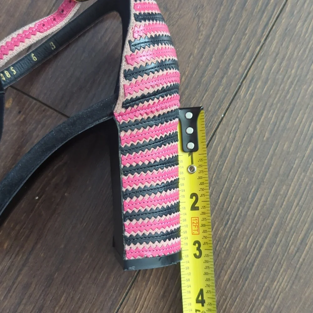 Salvatore Ferragamo Black/Pink Suede And Leather Fergie T-Strap Pumps - Picture 13 of 13